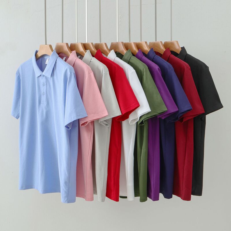 Customized Solid Color Workwear, Business Attire, High-End Summer Thin Lapel T-Shirt, Factory Direct Sale, Men's Pure Cotton Short-Sleeve Customized Solid Color Workwear, Business Attire, High-End Summer Thin Lapel T-Shirt, Factory Direct Sale, Men's Pure Cotton Short-Sleeve