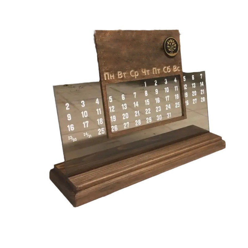 Calendario de madera 2024 creativo decoración de escritorio calendario soporte de exhibición de escritorio de oficina base de calendario simple