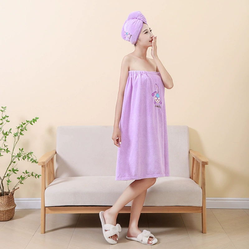Юбка для ванной женской коралловой бархат летом впитывает быструю сухую шапочку для ванной большой шарф мультфильм бытовая ванна набор из двух частей оптом
