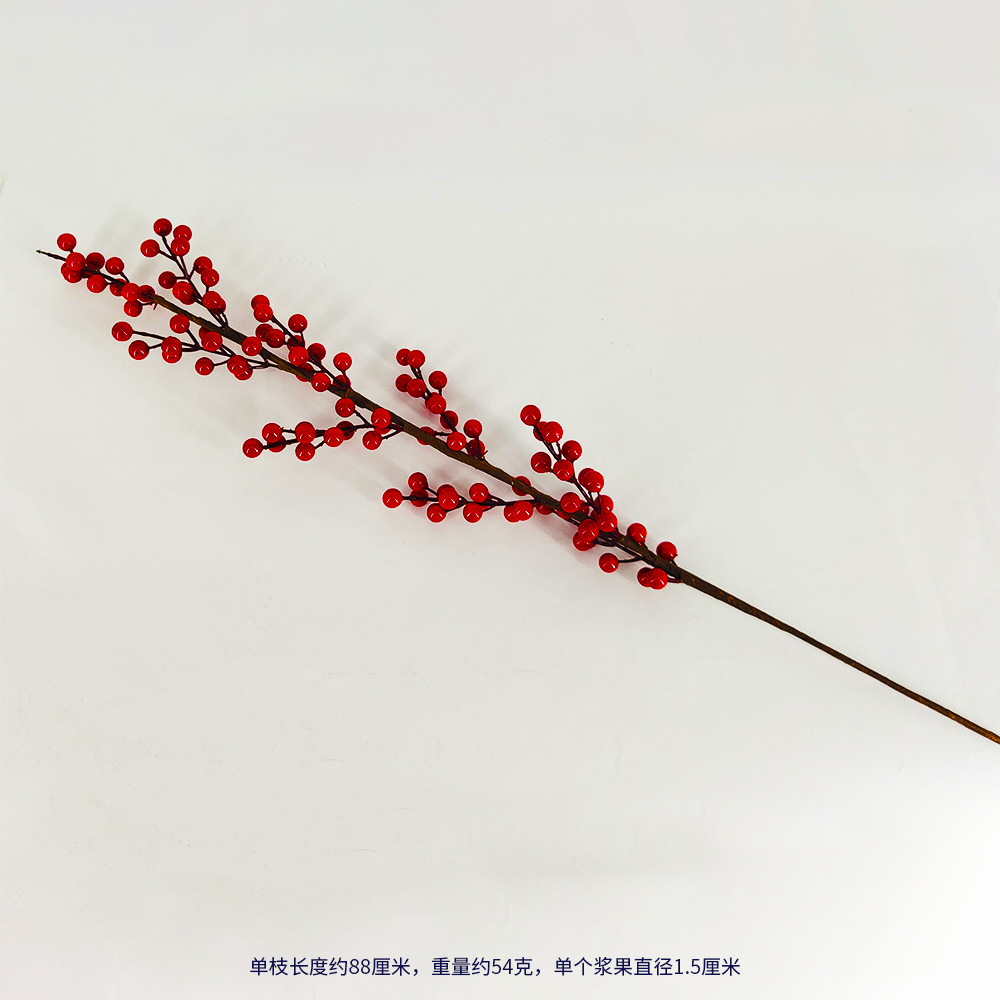 Fiesta de Año Nuevo, flores, frutas ricas, frutas de simulación, ramas de bayas, nuevas decoraciones, accesorios de barril de Navidad.