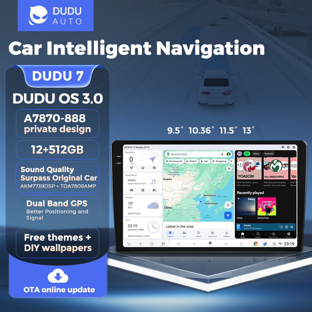 Mekede - Dispositivo de Navegación Inteligente para Automóvil con Pantalla Grande y Control Central Android, Modelo Privado DUDU AUTO, Dispositivo para el Interior del Automóvil