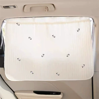 Sunshade, Cotton Embroidered Car: Car curtains - quilted-embroidered-edge-embroidered-curtain-black-and-white-dog-head