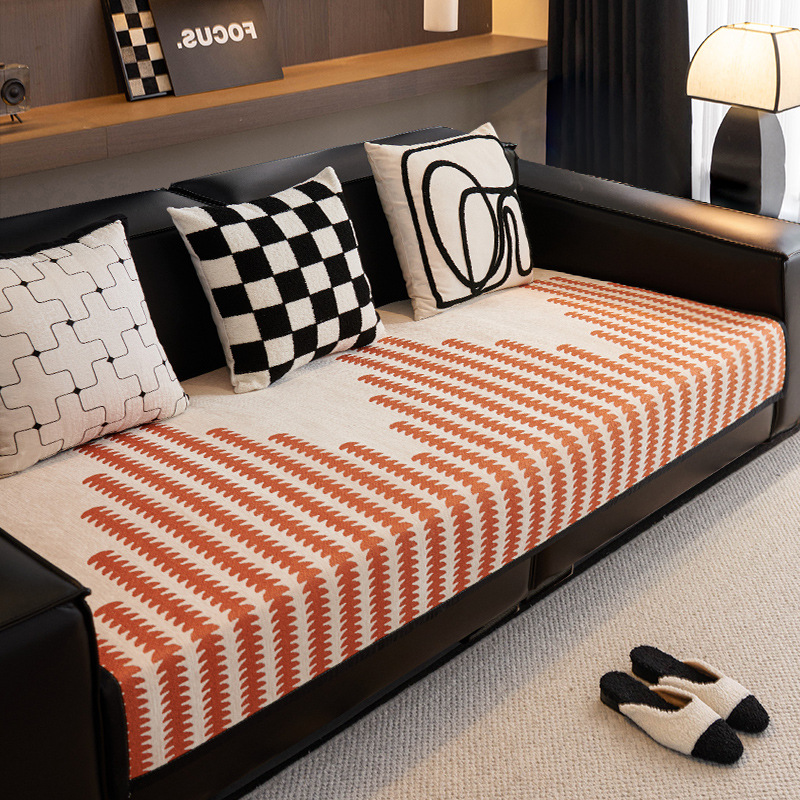 2024 nuevo cojín de sofá Schneider cuatro estaciones lujoso ligero general sensación de alto nivel antideslizante cojín de cuero recto cubierta de tela