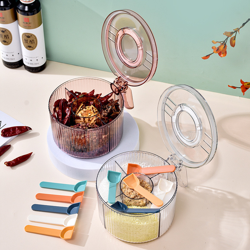 Caja de condimento de lujo ligero, conjunto de combinación de tanque de condimento de cocina para el hogar, caja de almacenamiento de condimentos de pimienta MSG de sal de rejilla múltiple todo en uno