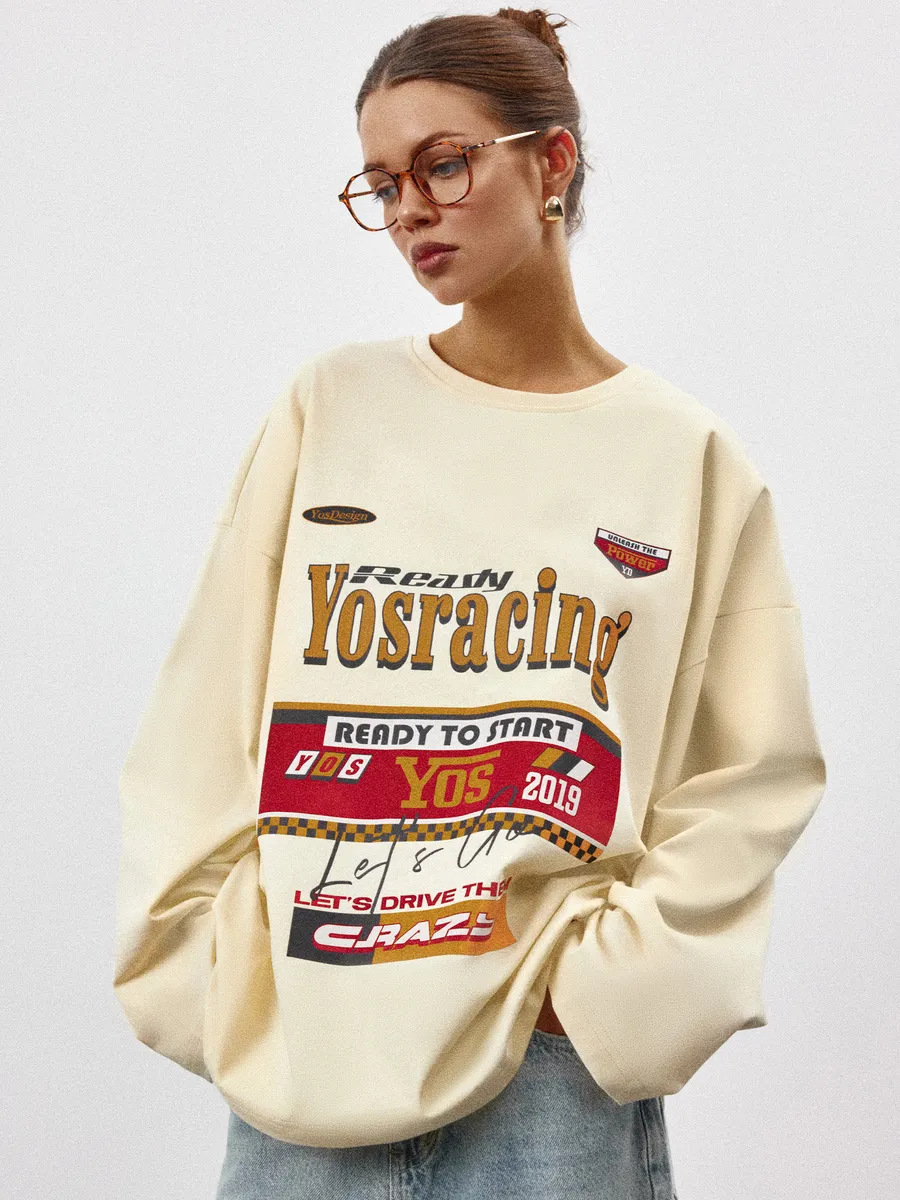 100% Cotton Long-Sleeved T-Shirt 2025 Early Autum American Fashion Stylish Popular Trendyy Printed Hiphop Top