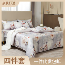 16姆真丝天丝四件套床上用品公主风桑蚕丝被套床单床上用品批发