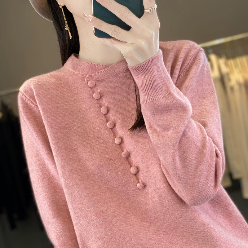 Новая китайская трикотажная нижняя рубашка национальный свитер в стиле дамы осень-зима 2024 новая иностранная мама с воротником