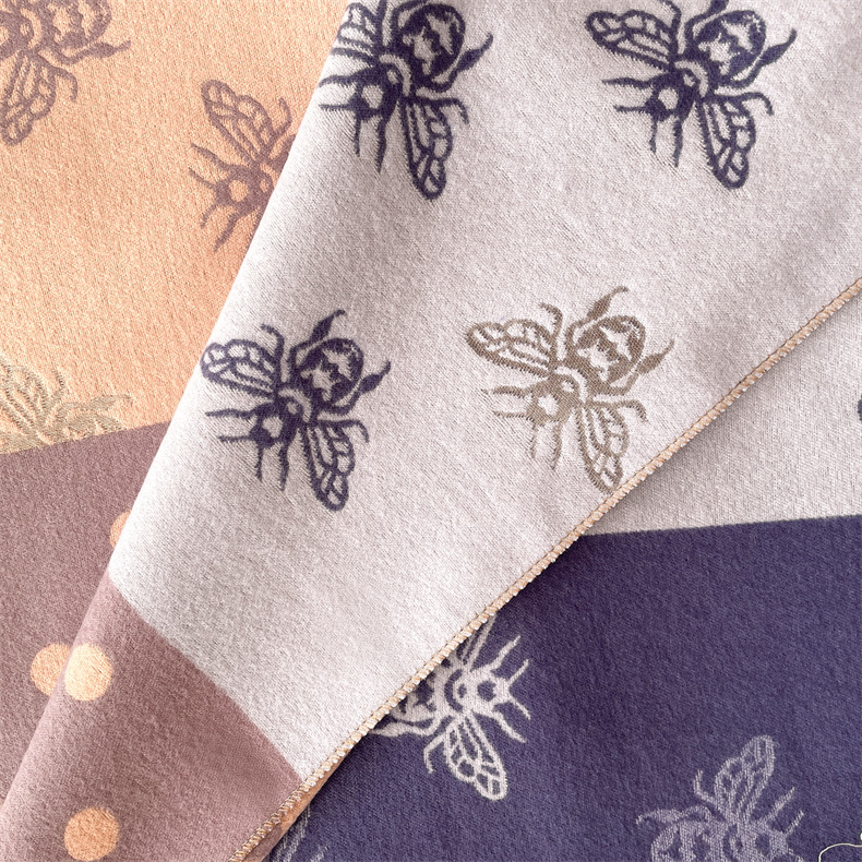 Little Bee I mitation Cashmere for Women, Thickened and Versatile Color blocked Shawl, Winter New Scarf_voghion.com