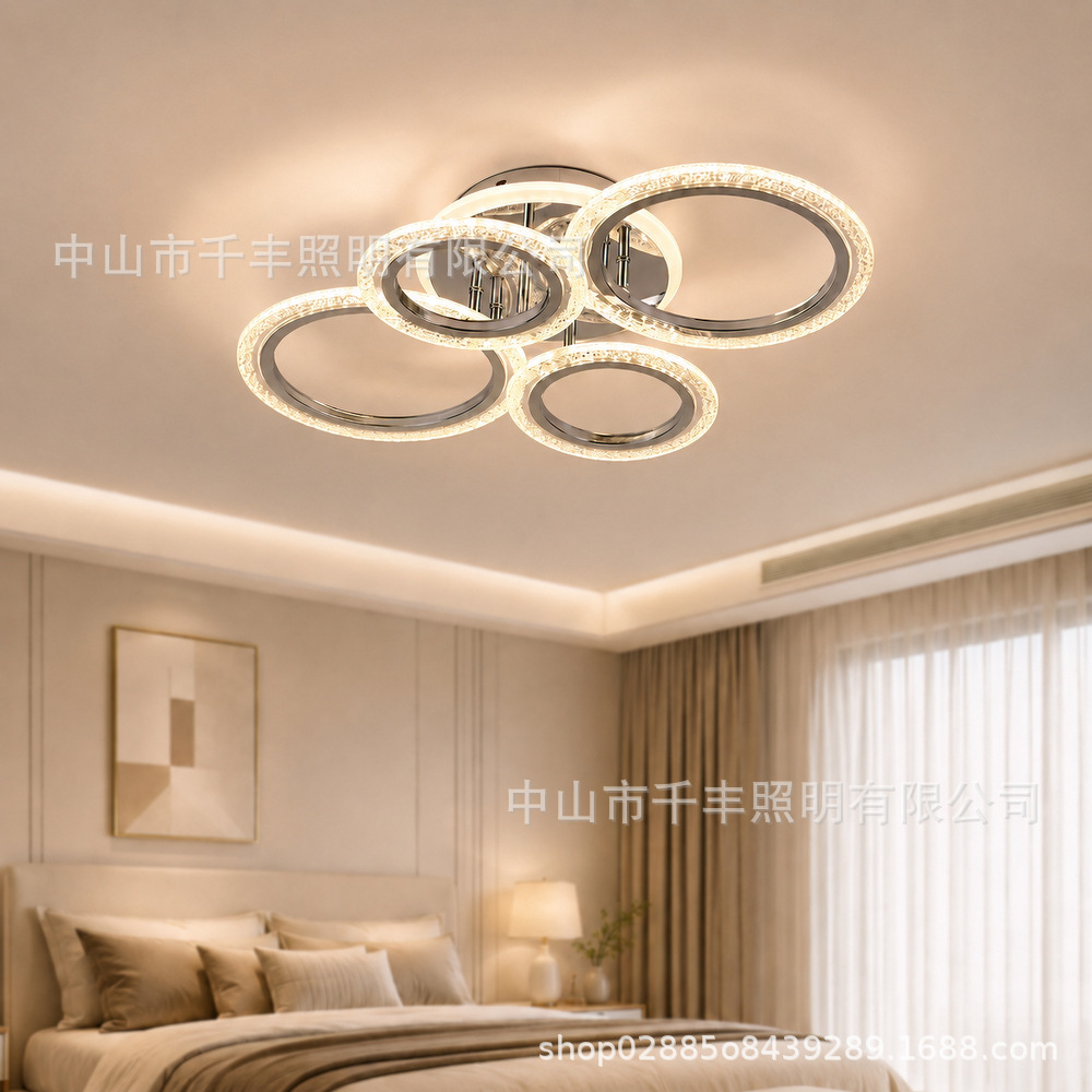Amazon Red LED techo lámpara acrílica hogar dormitorio principal lámpara de sala de estar lujoso anillo atmósfera lámparas de montaña