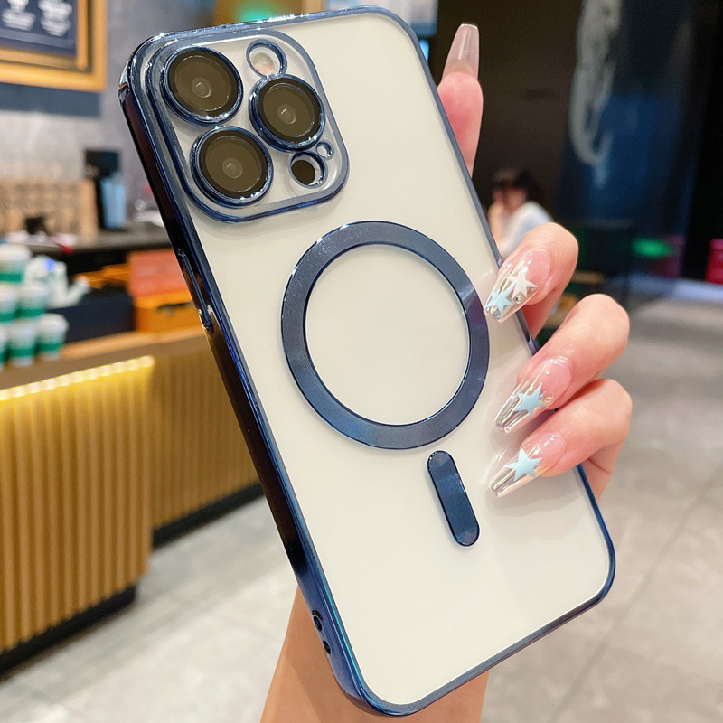 Funda para teléfono iphone16promax 16 transparente 16plus magnético Apple 15 patrón de CD suave 14 nicho 13