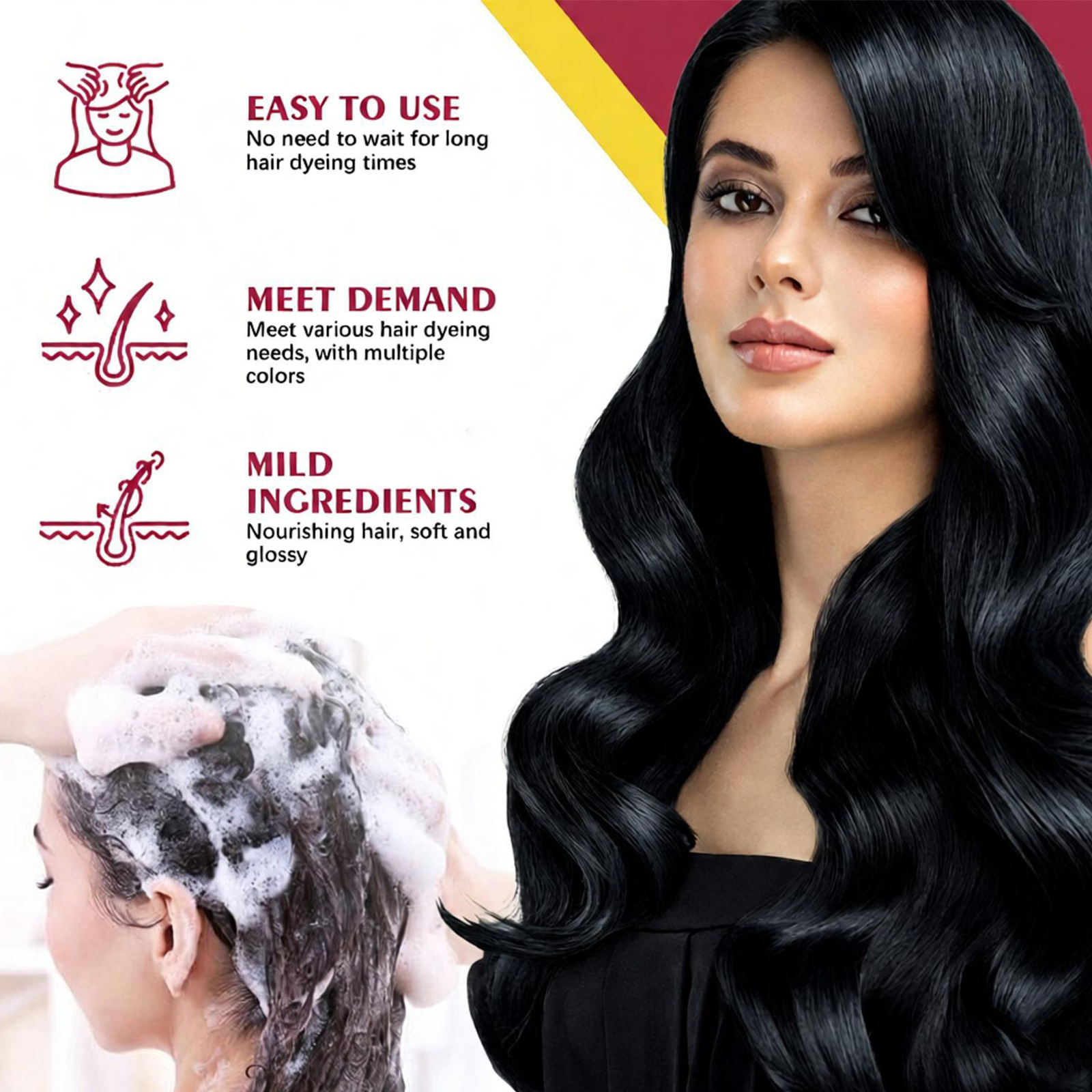 La serie de champús para el cabello EELHOE es suave y no irritante, hidrata el cuero cabelludo y cambia fácilmente de color.