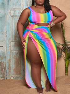 product - wholesale Plus Size Digital Printing Siamese Bikini Beach Sexy Swimsuit Two-Piece Suit - 6