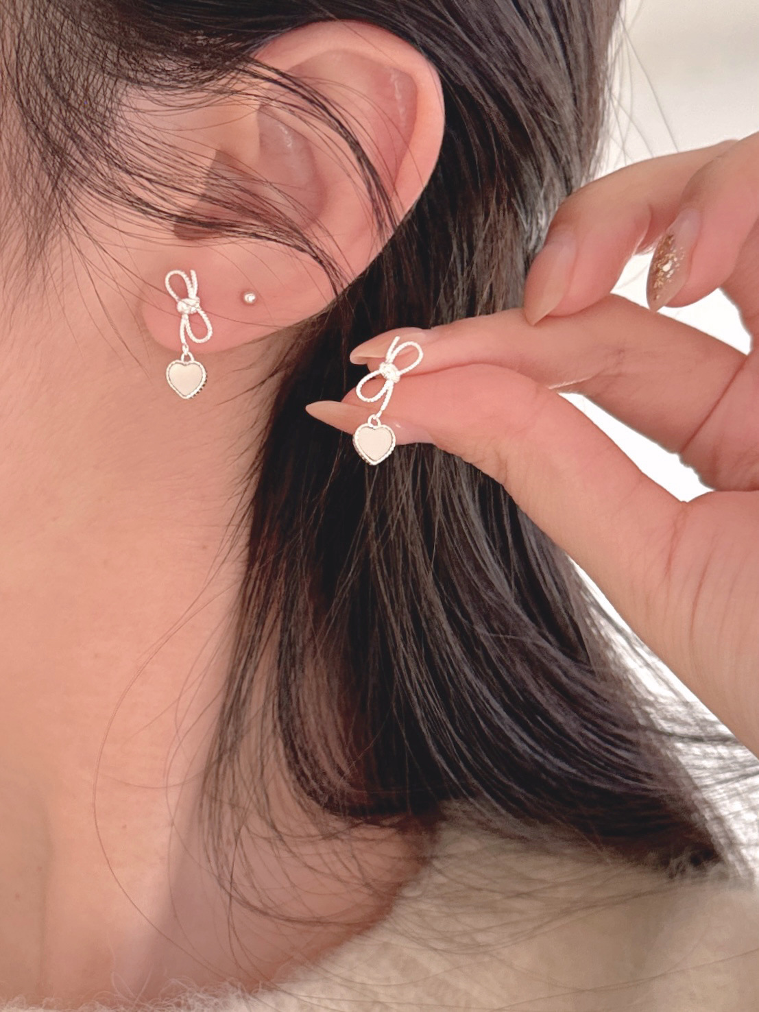 Drop Earrings Classification 1 Pair 18K Gold Plated 925 Sterling Silver Shell 925 Sterling Silver Earrings Heart Shape Bow Knot Drop Earrings