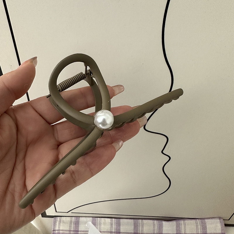 Fermaglio per capelli satinato, forcina oversize, parte posteriore della testa, volume per capelli Advanced Sense, fermaglio per capelli spessi, perla, squalo, donna, inizio primavera_voghion.com