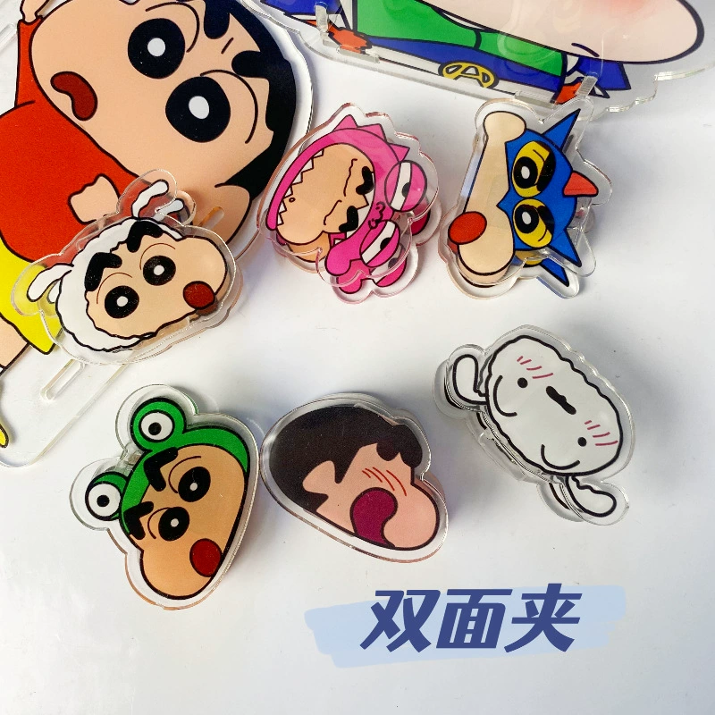 Двойной зажим PP (Crayon Shin) Карикатура Шин-чан дизайн, разноцветные двухсторонние канцелярские принадлежности