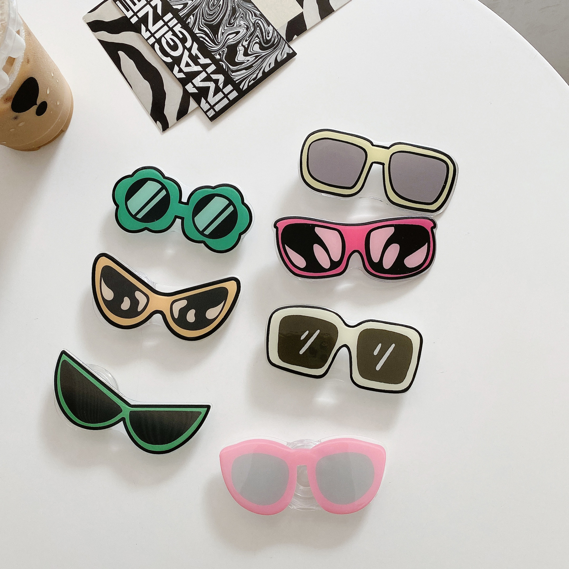 Creativo fresco verde gafas de sol soporte adecuado para perezoso multi-color gafas de sol airbag teléfono móvil soporte unisex