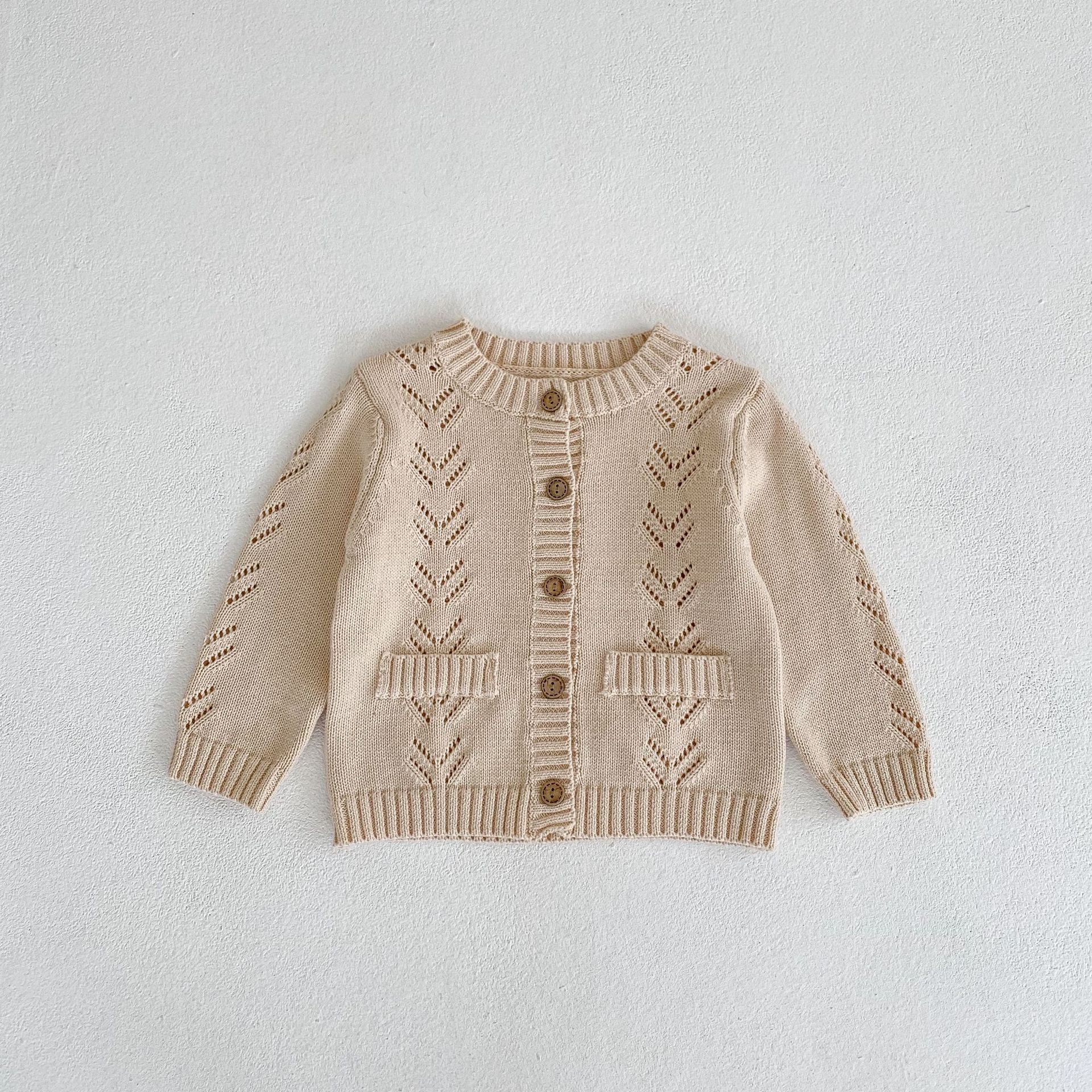 2024. gada rudens jaunums: vienkrāsains džemperis zēniem un meitenēm, daudzpusīgs kardigans, dobi adīts kokvilnas dzija, garš_voghion.com