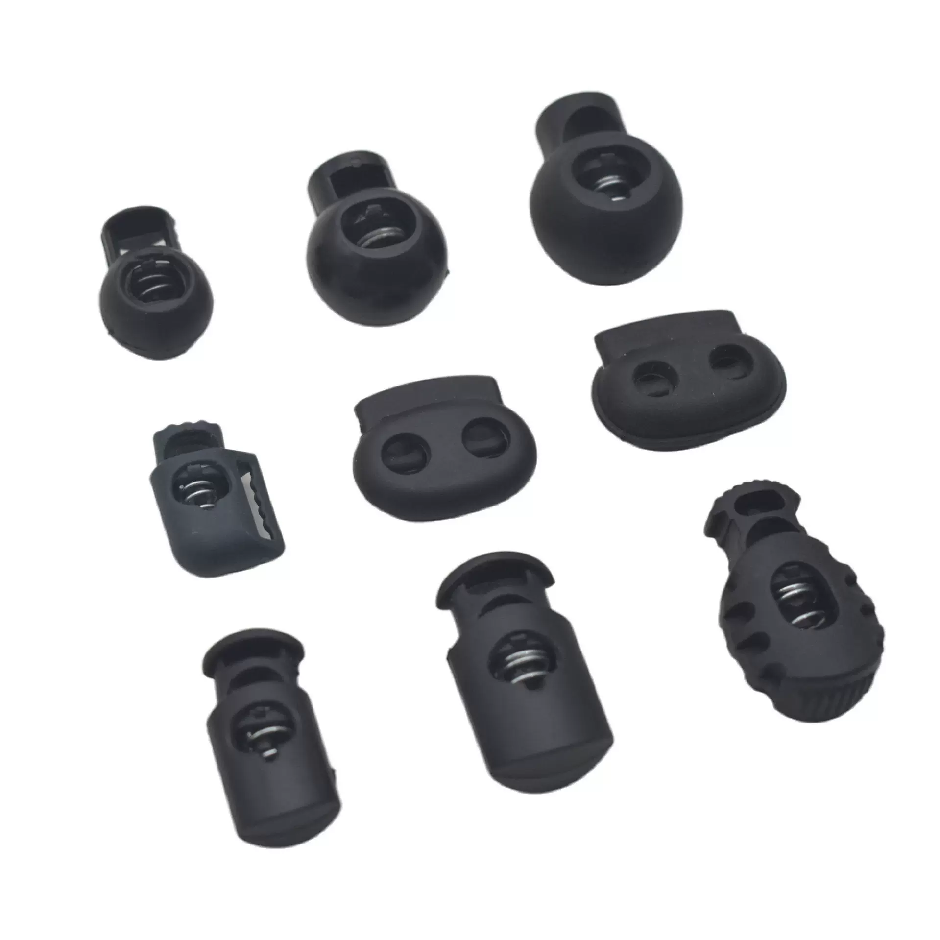 厂家现货批发高品质塑料弹簧扣束口绳扣双孔调节扣松紧卡扣猪鼻扣