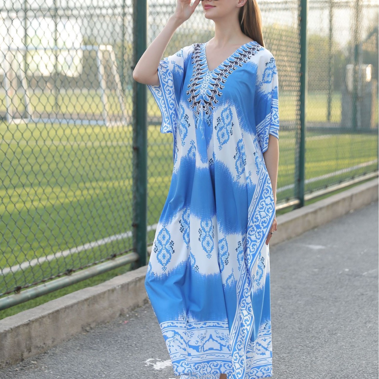 Blusa de playa europea y americana secado rápido floreciente impreso traje de vacaciones suelto bikini ropa de protección solar traje de baño femenino 5D23