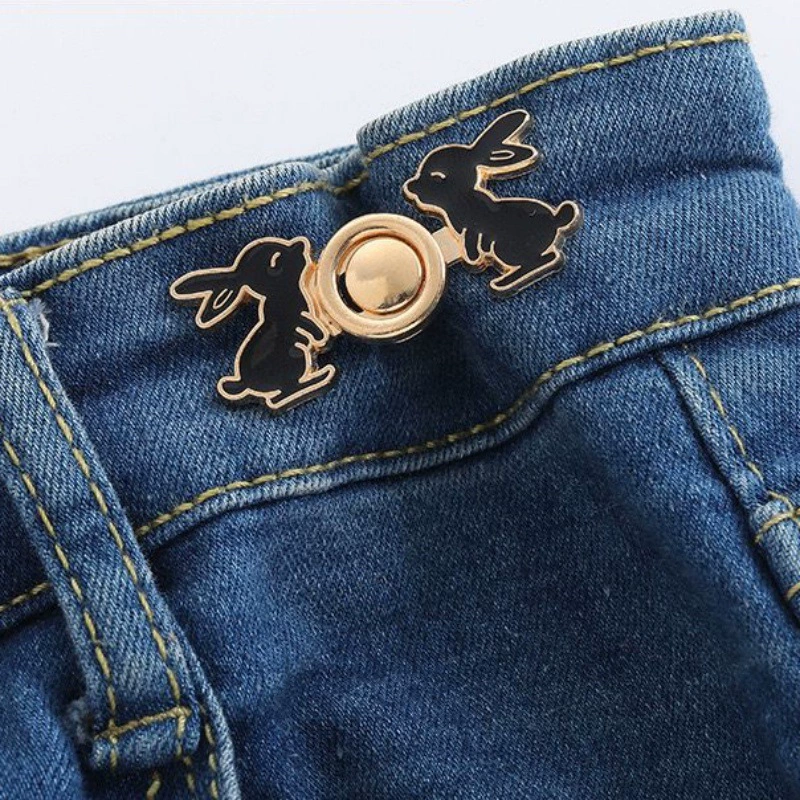 Nail-Free Removable Waist Buckle Pair, Flat-Bottom Seamless Buttons for Pants & Skirts, Assorted Designs