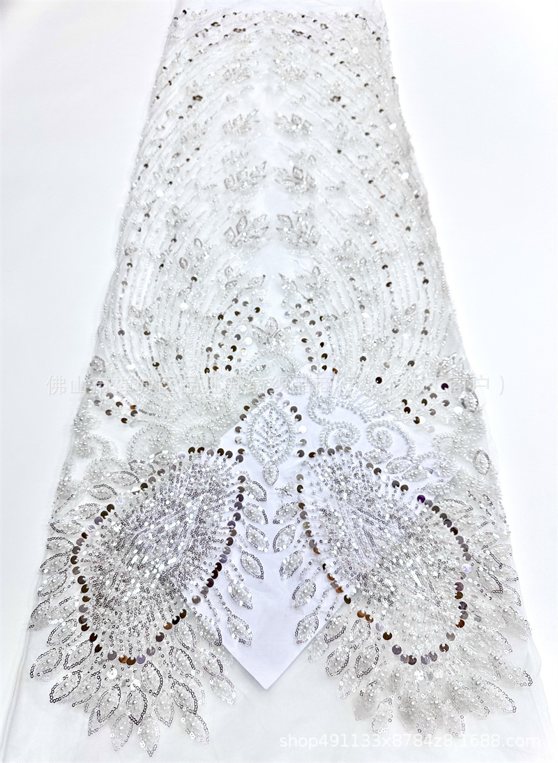 Moda alta francesa vestido de boda vestido de cena vestido de moda encaje tubo bordado tela