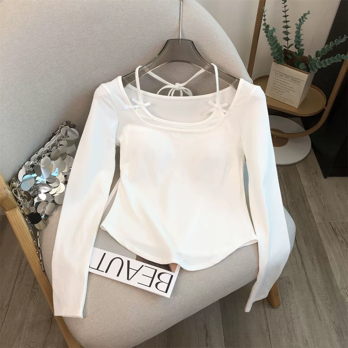 Set, autumn short long-sleeve with bow