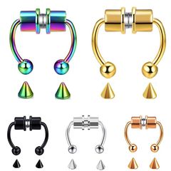 Amazon new magnetic false nose ring, horseshoe-shaped ring, titanium steel artificial nose ring, non-piercing nose band ring, magnetic nose ring