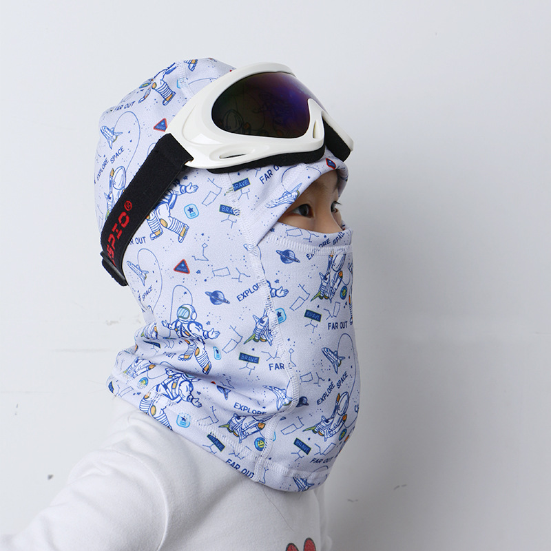 Pasamontañas para niños unisex Cascos de esquí para exteriores forrados con vellón y cortavientos_voghion.com