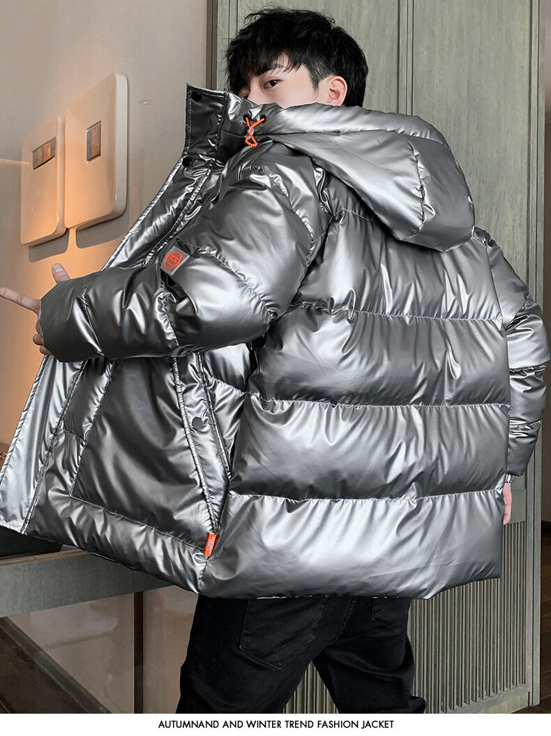 tumn Winter Herren Baumwolle Gepolsterte Freizeitkleidung Dicke Warme Jacke Glänzender Mantel Große Größe_voghion.com