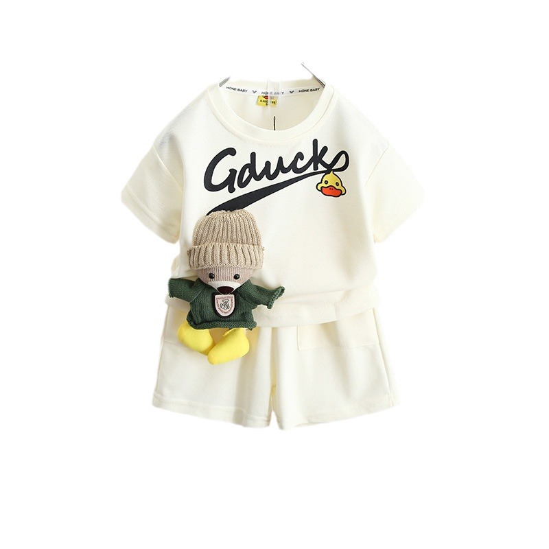 5399 Traje de verano para niños 2025 nuevo estilo bebé guay verano estilo fino de manga corta para niños estilo de verano de media manga de calle frita