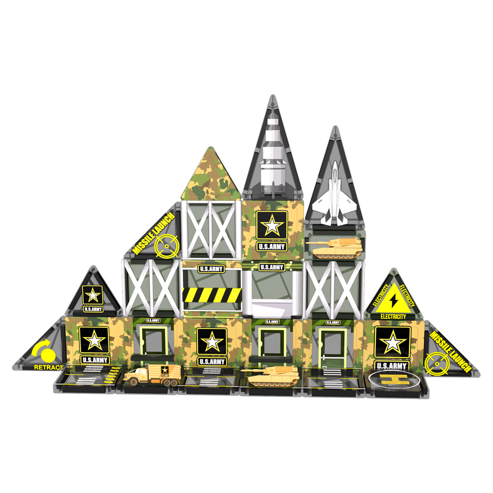 Mini viaje transfronterizo paquete infantil temático militar impresión de láminas magnéticas baldosas magnéticas bloques de construcción magnéticos image 6