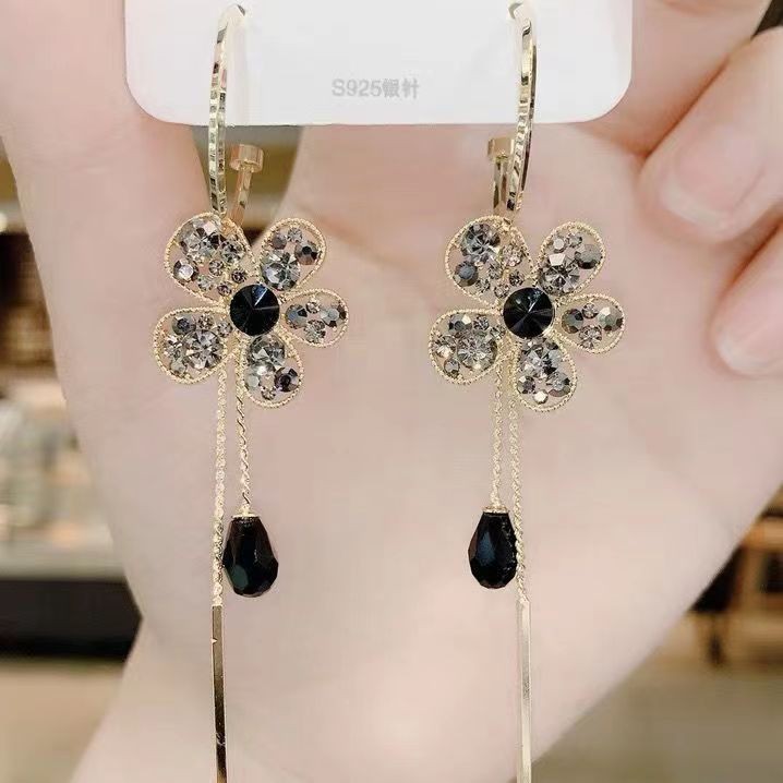 Women'S Gender 1 Pair Lady Geometric Heart Shape Flower Inlay Alloy Artificial Gemstones Drop Earrings