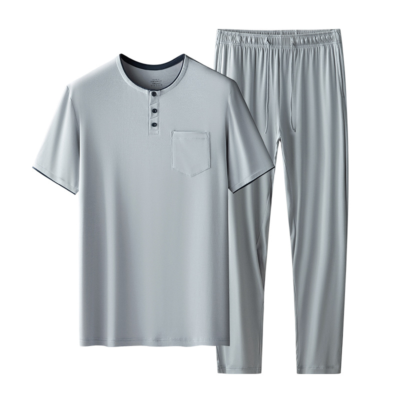 Conjunto de pijamas finos de doble cara para hombre, 60 unidades, modal, primavera y verano, pantalones de manga corta, pueden salir a casa, en stock