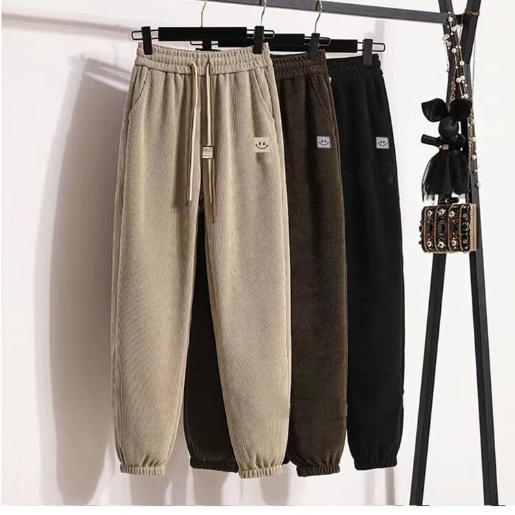 Ultra-Fine Pants Women's 2023 New Corduroy Casual Pants Skinny Smiley Double Belt Straight Pants Ultra-Fine Pants Women's 2023 New Corduroy Casual Pants Skinny Smiley Double Belt Straight Pants