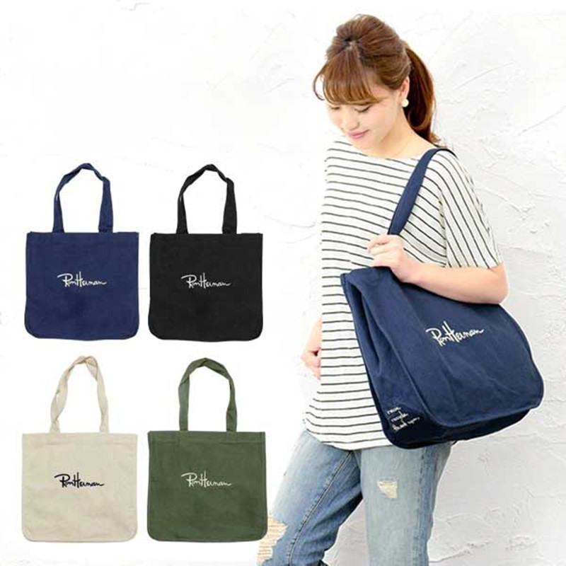 Foreign Trade Original Japanese Ron Herman Shoulder Bag Large Capacity Embroidered Casual All-match Canvas Shopping Bag