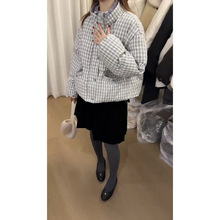 有报告国际50白鸭绒冬款方格纹拼接立领面包服羽绒服加厚保暖外套