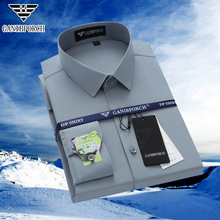 意大利大牌AJ男士衬衣四季款百搭上班免烫桑蚕丝职业商务长袖衬衫