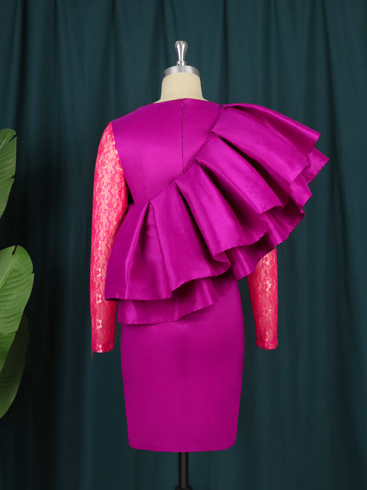 Plus size avondjurk voor dames met mesh detail voor feestjes_voghion.com