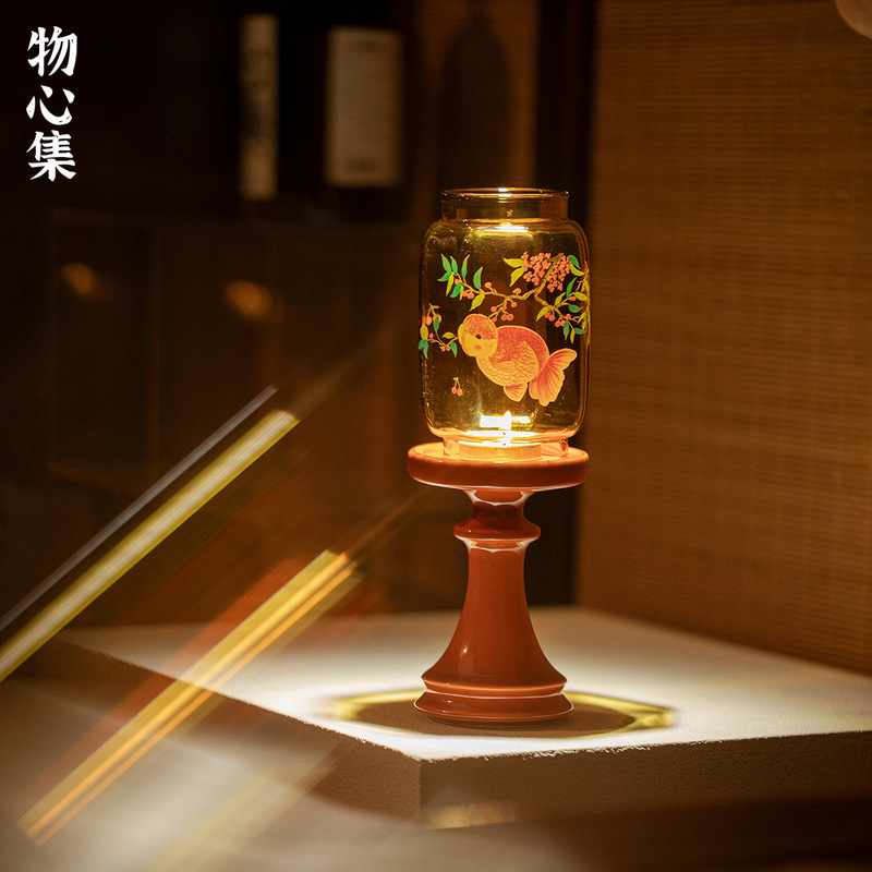 物心集新中式故宫红烛台茶道配件茶室氛围感香薰蜡烛高颜值摆件|undefined