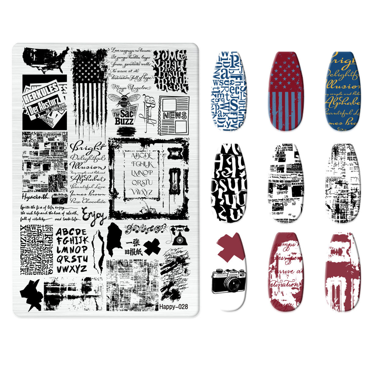 Xiaohongshu's Popular Jingtian Nail Art Stamping Plate Kt Cat Nail Art Bow Cartoon Line Frosted Stamping Plate