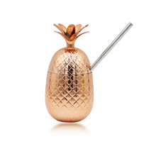 450ml塑料杯鸡尾酒菠萝水果草莓柠檬吸管杯Cocktail Cups