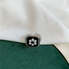 Brand retro sophisticated square zirconium from pearl, ring, flowered, on index finger