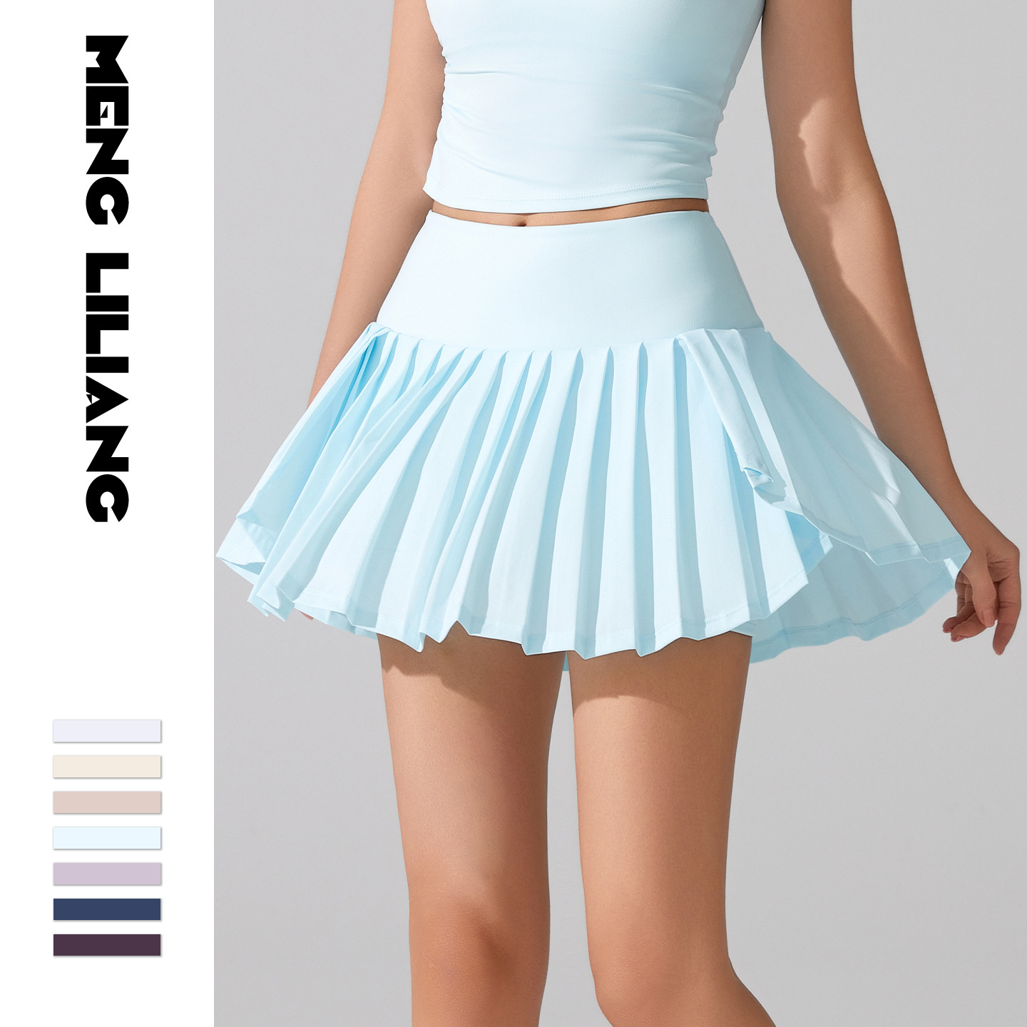 Cross-Border Sports Short Skirt for Women, Outdoor Anti-Exposure Pleated Skirt, Half-Length Fitness Running Badminton Golf Tennis Skirt