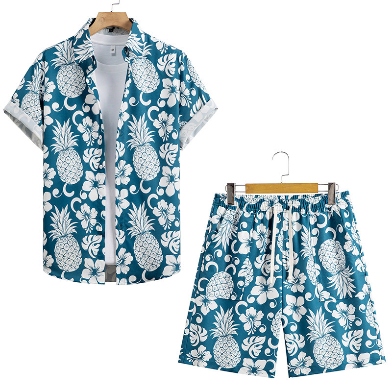Trajes casuales transfronterizos, camisas de verano, pantalones cortos, un conjunto de trajes casuales de playa, camisas de flores, cardiganes image 5