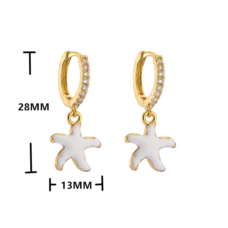 Retro Micro-inlaid Zircon Oil Drop Color Heart Starfish Lightning Earrings display picture 29