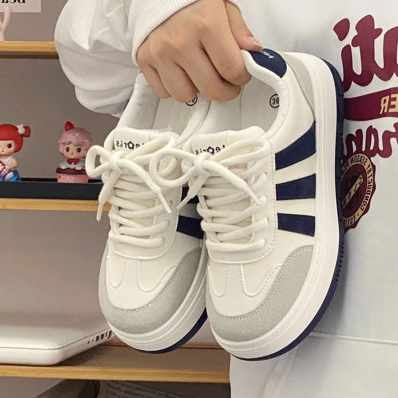 Zapatillas Blancas Suaves Estilo Coreano para Mujer, Primavera 2025, Diseño Exclusivo con Suela Gruesa, Zapatillas Casuales, Mocasines con Punta Redonda