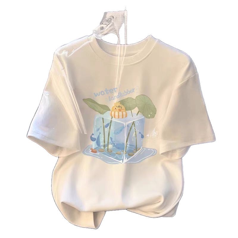 White Cotton Women's Short-Sleeved T-Shirt 2025 Summer New Loose Top Girls Clothes Summer Clothes