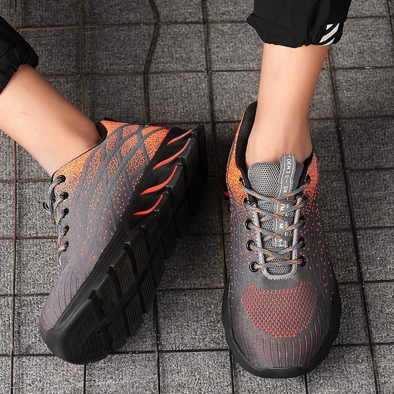 Verano transfronterizo anti-aplastante puntera de acero zapatos de protección laboral de los hombres zapatos de trabajo ligeros ZAPATOS DE TRABAJO transpirable Flyknit deportes sitio de construcción zapatos de protección