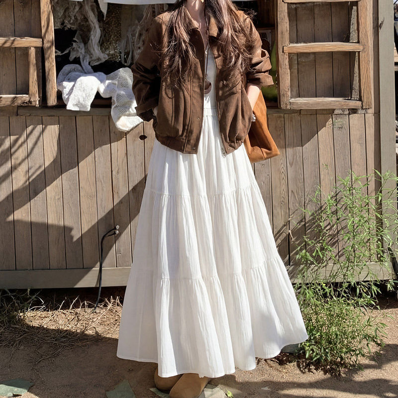 Half Mi Yan Selected White Cake Skirt Skirt Women's Spring and Summer 2025 New High Waist Dipped All-match A- line Skirt Long Skirt