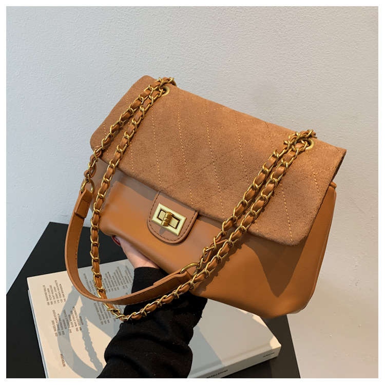 New Fashion Lock Contrast Color Large-capacity Shoulder Handbags Wholesale Nihaojewelry display picture 7